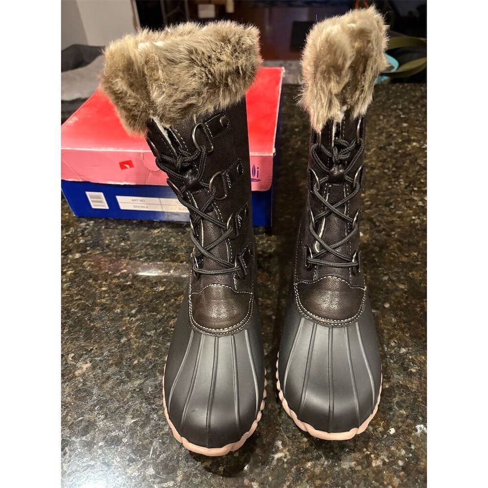 Kali Women's Black Snow Boots Size 8 Fur Lined Waterproof Winter - Picture 3 of 7